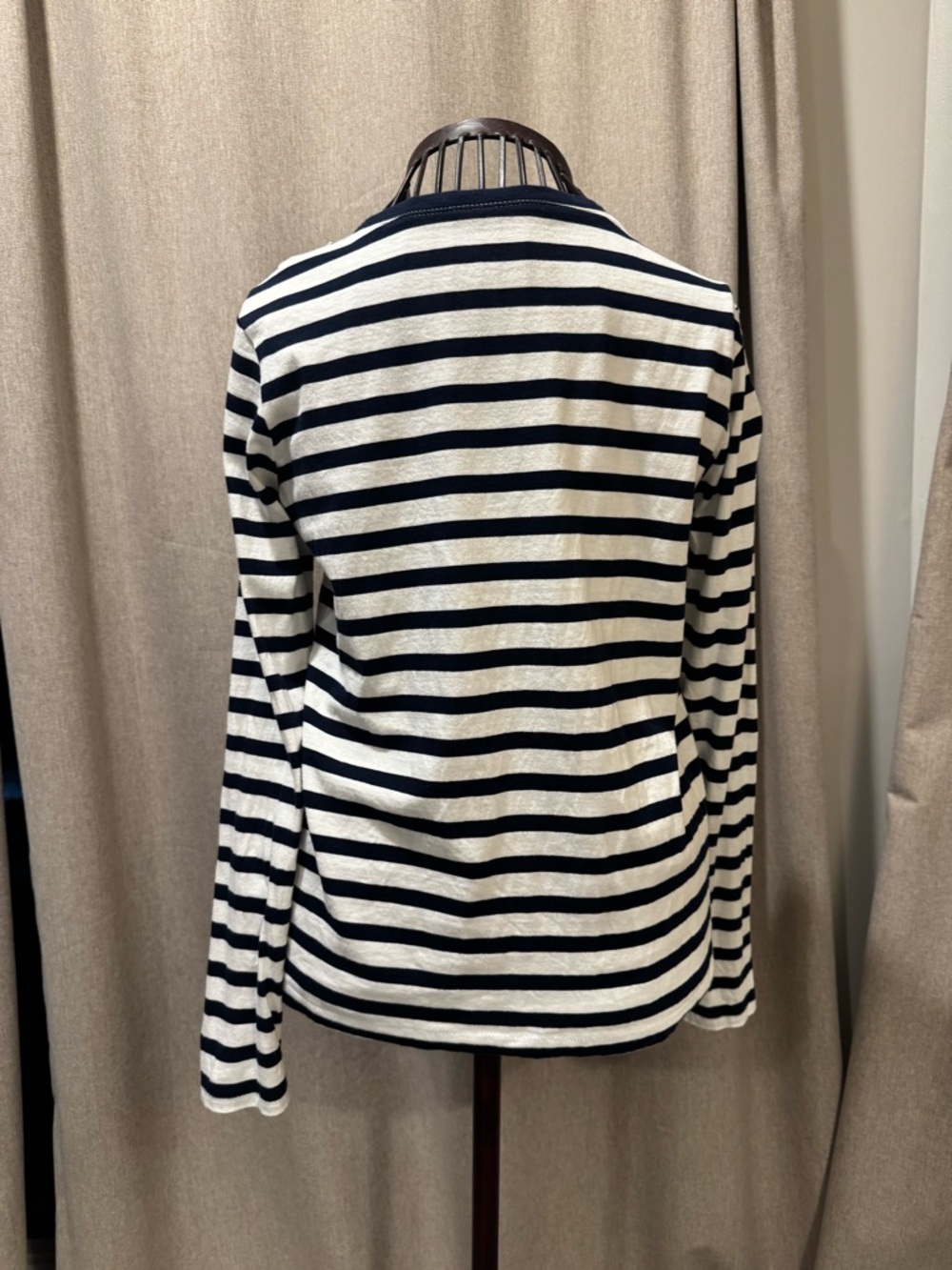 Madewell 100% Cotton Northside Long Sleeve Tee in Stripe Navy & White - XS - Picture 5 of 11